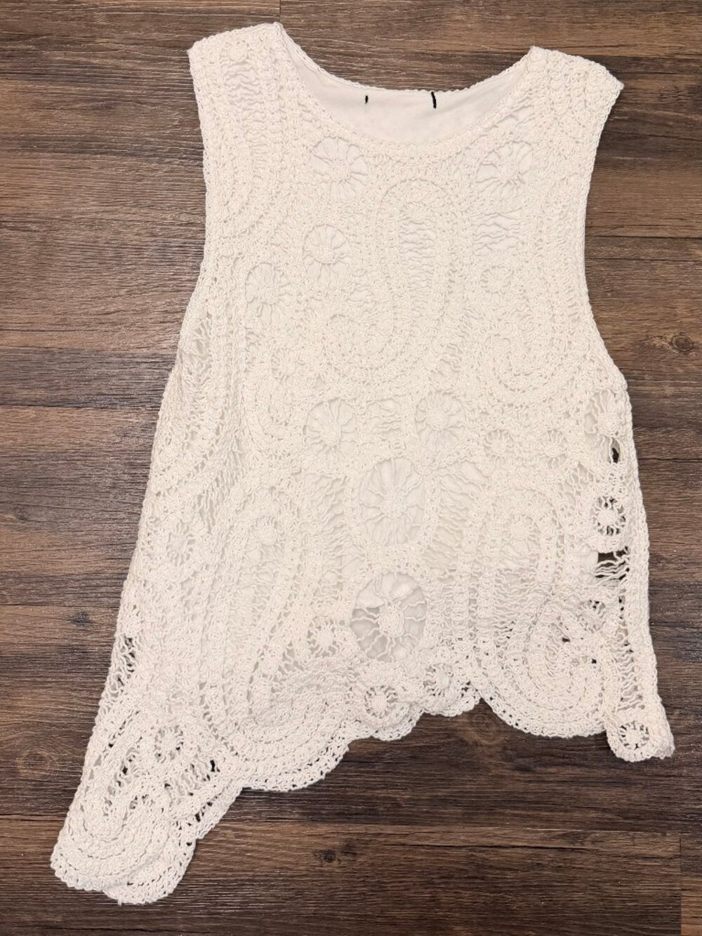 Lulus Ivory Crochet Knit Asymmetrical Top in Size XL